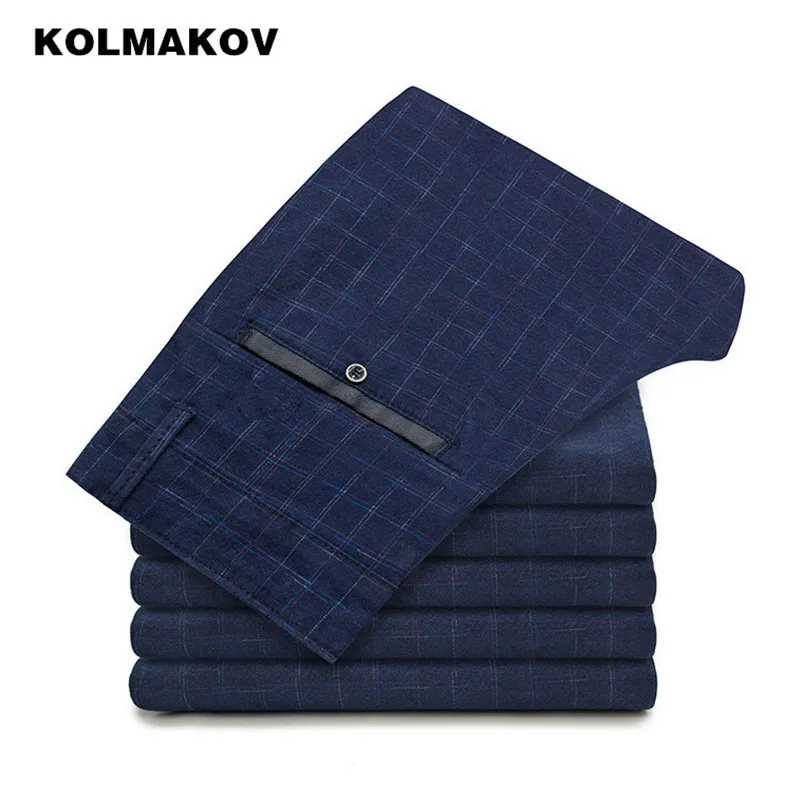 Брюки мужские классические в клетку эластичные повседневные деловые штаны