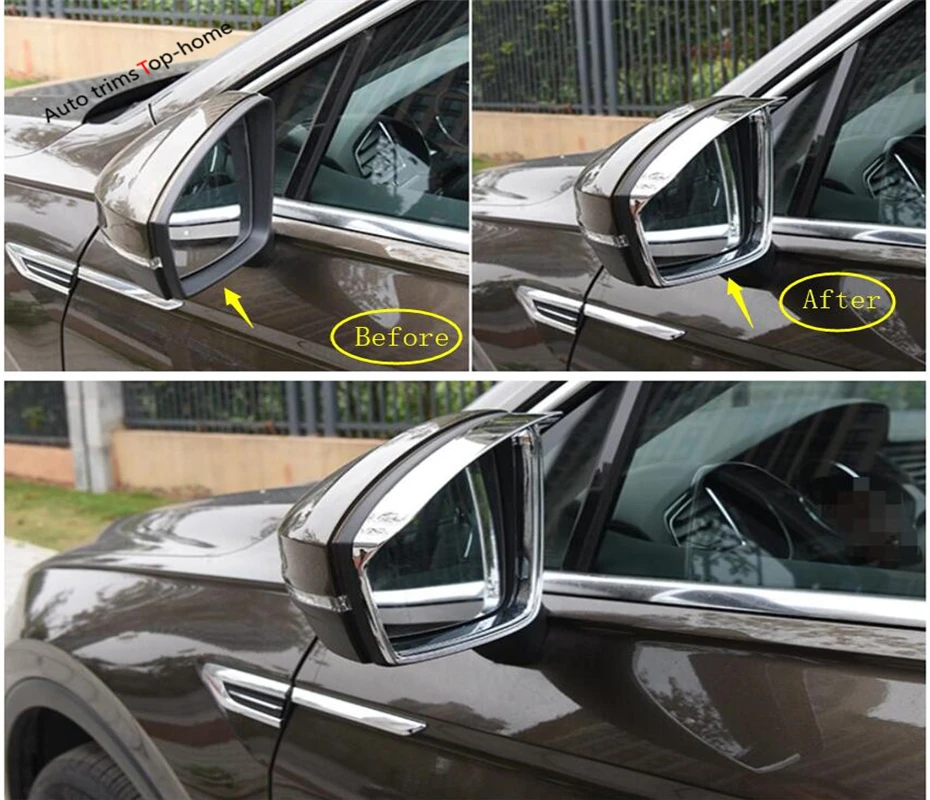 

Yimaautotrims Accessories For Volkswagen VW Tiguan 2016 - 2020 Chrome Rearview Mirror Rain Eyebrow Shield Shade Cover Trim