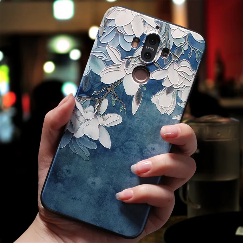 Чехол из ТПУ с объемными рельефными цветами для huawei mate 10 20 Pro Lite P20 P10 чехол Honor 8 9 Nova