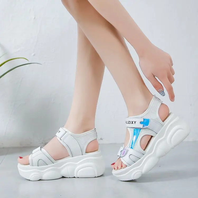 Женские босоножки 2019 новые летние модные на платформе танкетке толстая подошва