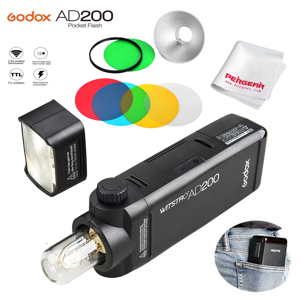 

Godox AD200 200Ws 2,4G TTL вспышка стробоскоп 1/8000 HSS Беспроводная монолайт 2900mAh батарея/голые лампы 500 Full Power Shots + AD-M