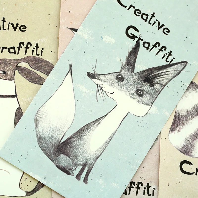 

50pc Graffiti Animal gift bag,paper envelope for kids birthday invitation greeting card