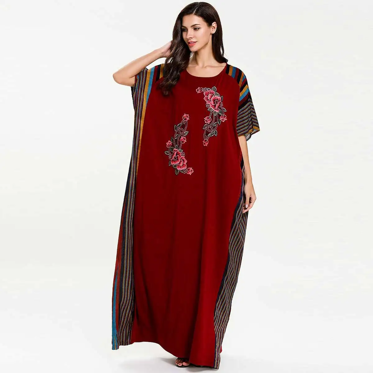 Арабский мусульманский платье для Для женщин длинное летнее с рукавами летучая