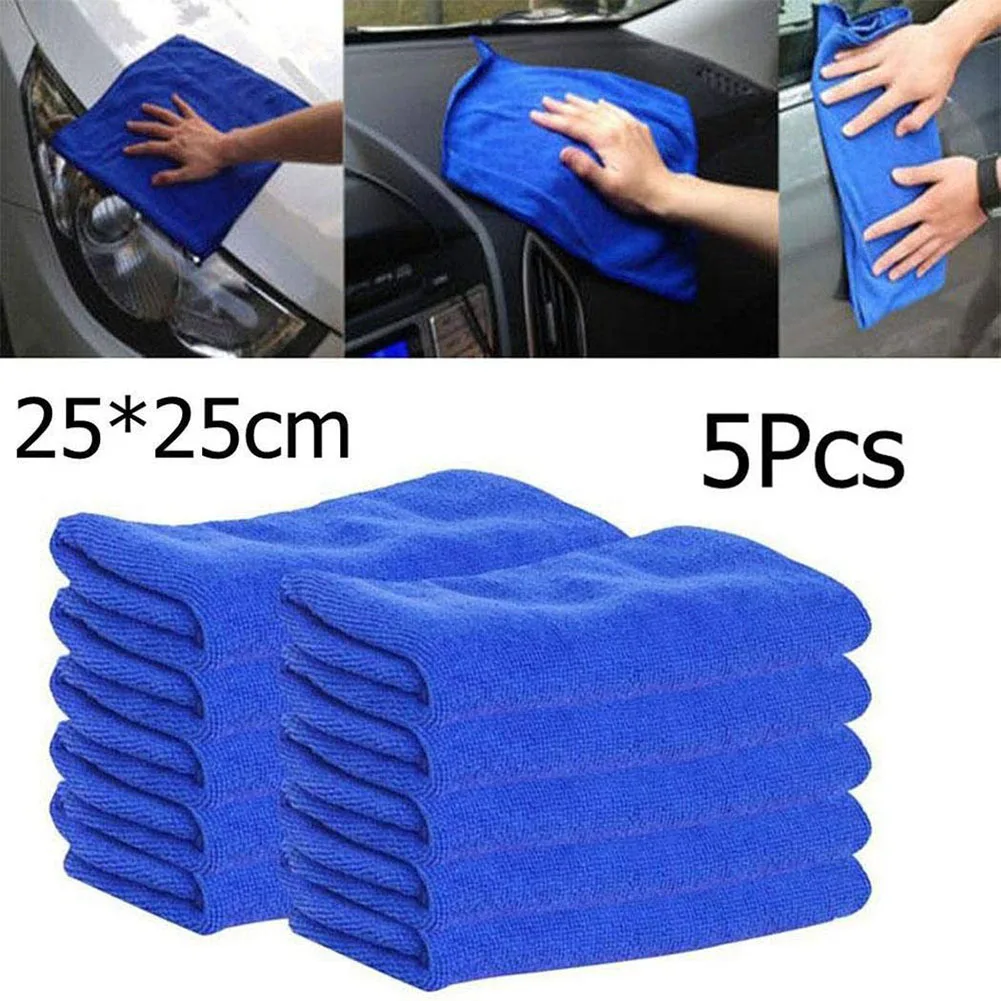 

5 Pcs Microfiber Car Cleaning Towel Cloths Square Soft Durable Water Absorption M8617