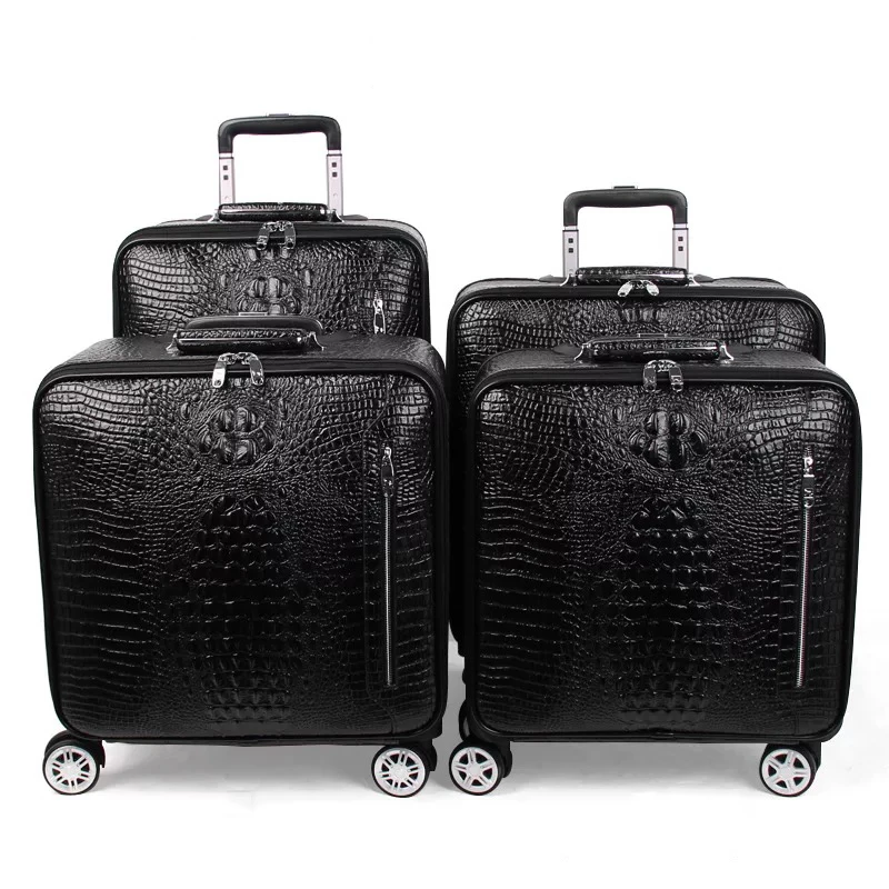 Crocodile pattern cowhide rolling luggage spinner carry on genuine leather travel suitcase fashion high quality trolley case | Багаж и