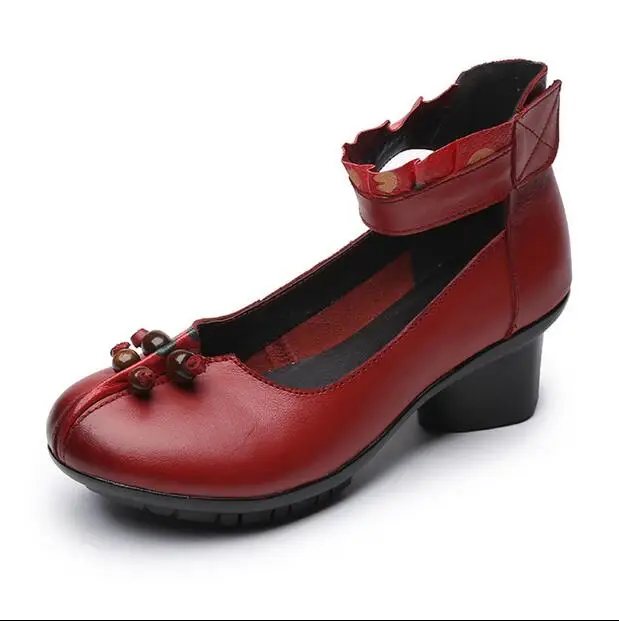 RUSHIMAN Spring Summer String Bead Shoes Female Genuine Leather Flats Fashion Women Shoes Handmade Soft Casual Flat Shoes