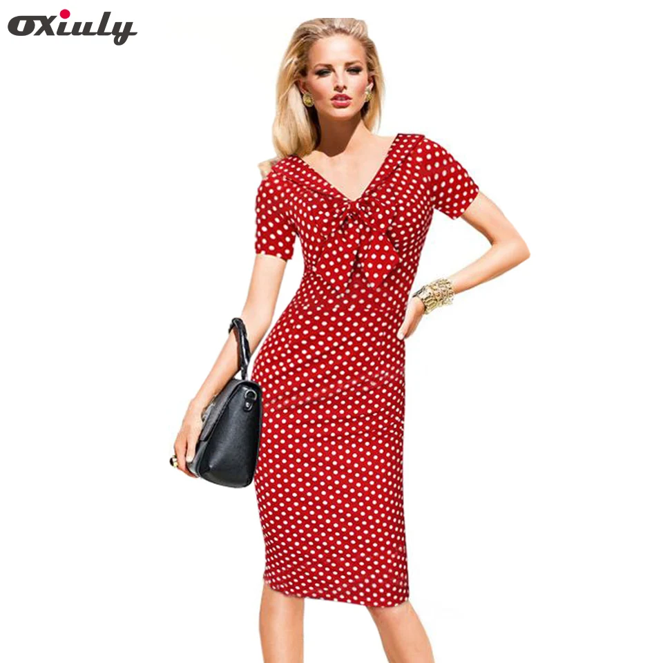 Oxiuly женское элегантное винтажное рокабилли весеннее платье в горошек с