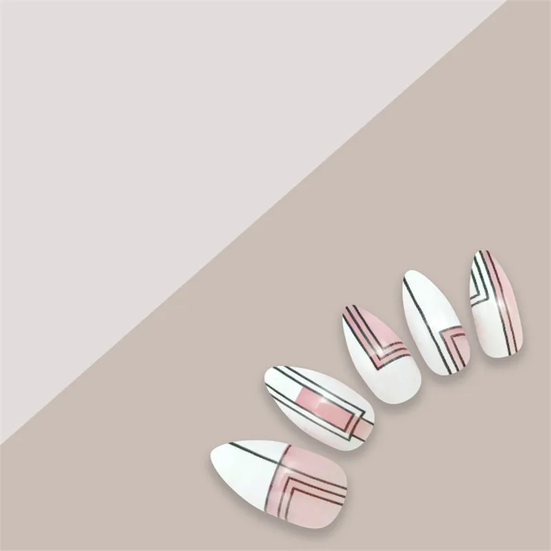 24 шт острые накладные ногти с дизайном полное покрытие белые советы нажмите на ABS