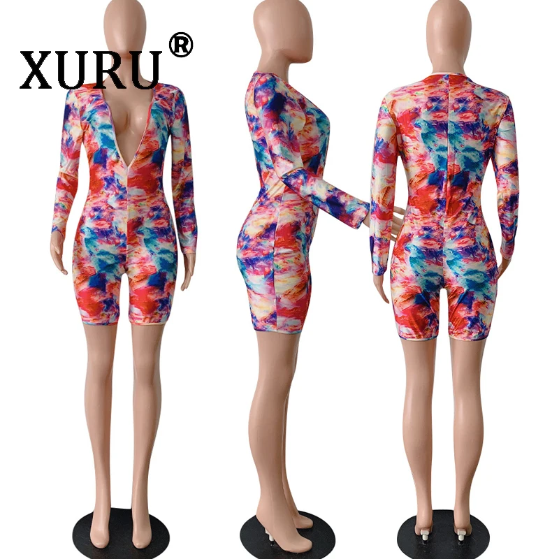 XURU Летний Новый женский сексуальный комбинезон с принтом повседневные