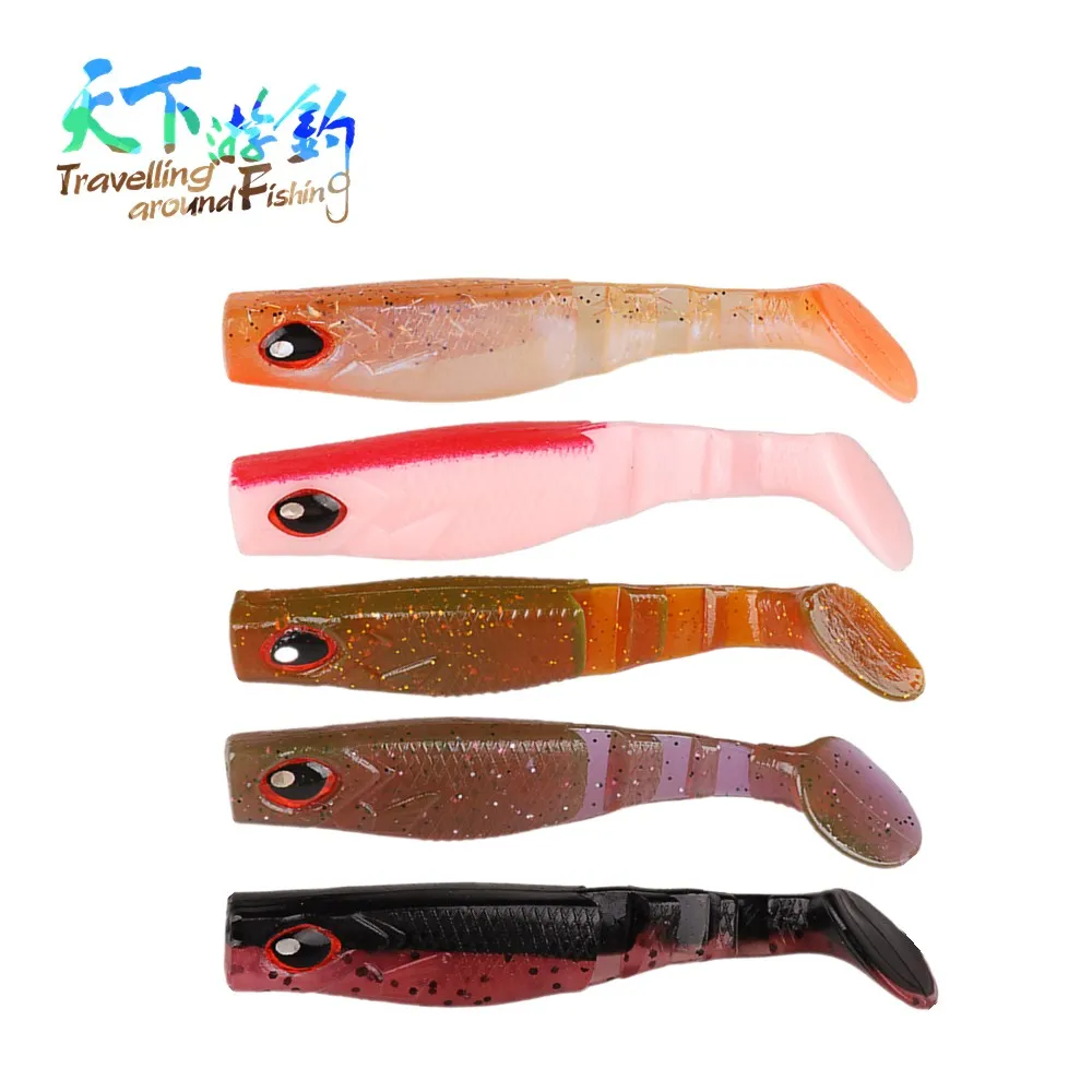 

TAF 8Pcs Rubber Fishing Bait 8cm/6.5g Silicone Soft Lure Artificial Baits for Carp Fishing T Tail Wobblers Saltwater Swimbaits