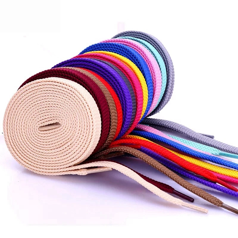 1Pair Double Flat Laces High Quality Polyester Shoelaces Fashion Sports Casual Shoe Lace Solid Flat Shoelace 28Colors