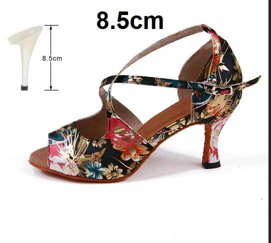 Heel 8.5cm Женская Обувь для бальных и латиноамериканских танцев, Современная обувь для танцев, сальса, Бачата, танго, замшевая подошва, каблук 7,5 см, VA40 - Цвет: Heel 8.5cm