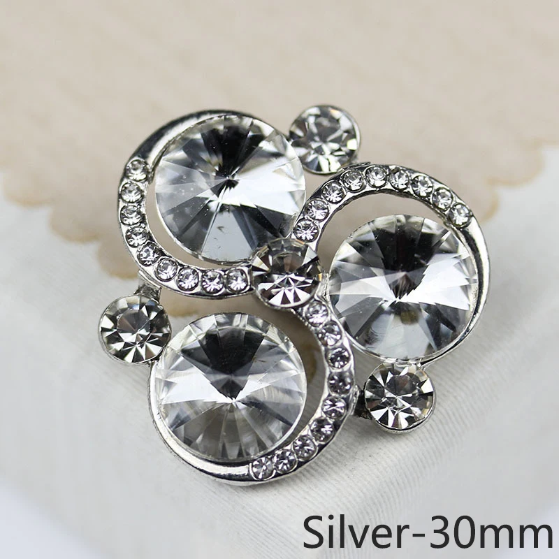 Silver-30mm Meetee 2 шт 30 мм/35 мм/40 мм высококачественные Стразы Кнопки DIY шуба декоративные пряжки одежда специальный Ремесло Швейные аксессуары - Цвет: Silver-30mm