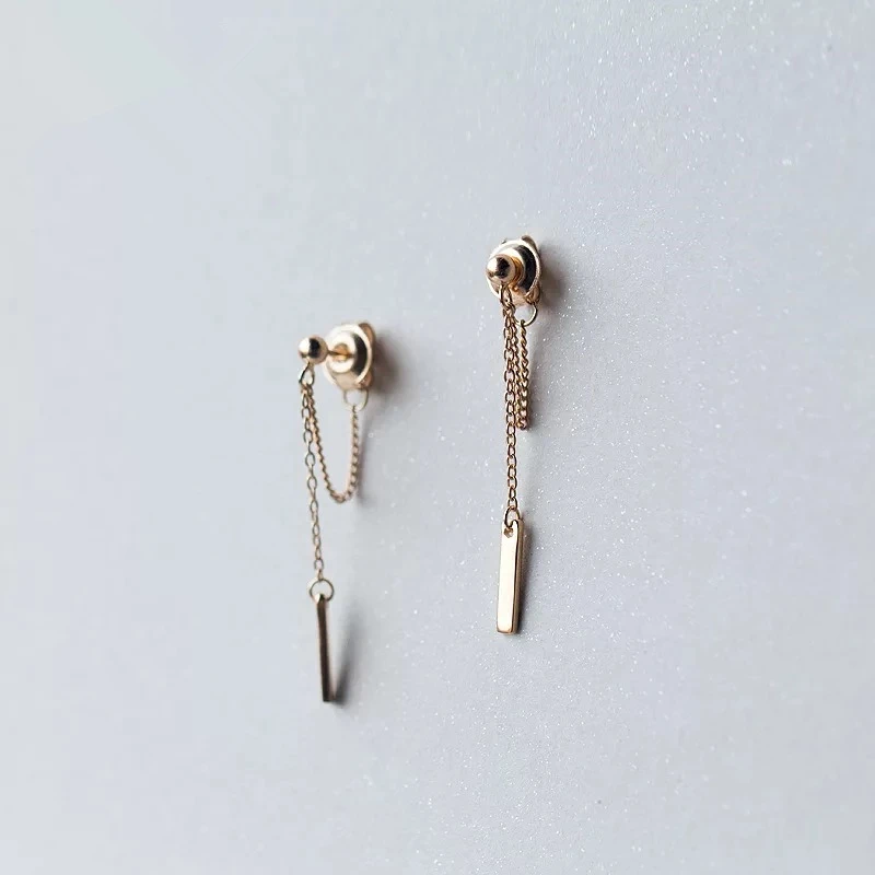 Gold 1 pair Серьги из стерлингового серебра S925 пробы, простые висячие серьги с бусинами, висячие серьги на цепочке для ушей, модные женские серебряные ювелирные изделия для ушей - Окраска металла: Gold 1 pair