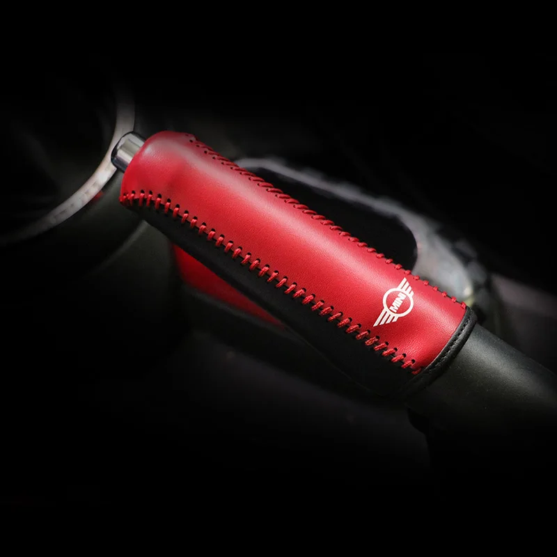 Red for Hand Brake Авто кожаная ручка переключения передач ручной тормоз чехол украшение для Mini Cooper F54 F55 F56 F60 земляк автомобиль Stlying аксессуары - Название цвета: Red for Hand Brake