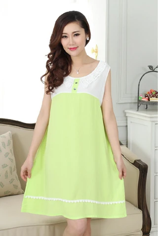 100% Бренд Женщин хлопка рубашка без рукавов ночную рубашку шею над коленом