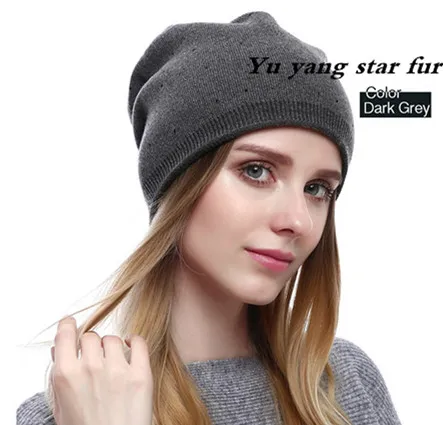 2018New foreign trade cashmere hat autumn winter lady's fashion knitted belt wave point water drill to keep warm | Аксессуары для