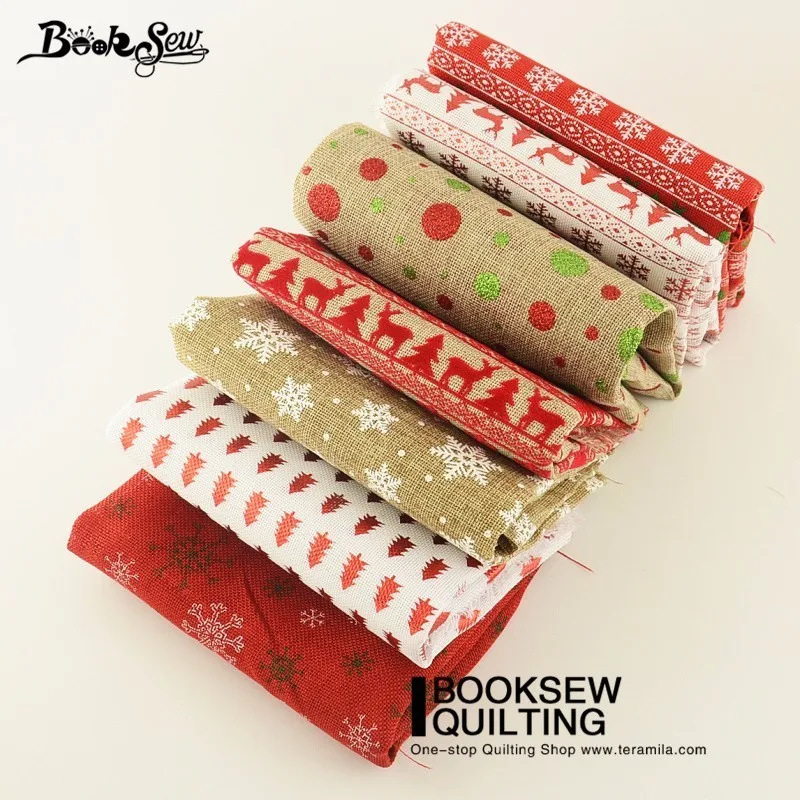 Booksew Лен Ткань Новогодние товары тема Скатерти 7 шт./лот 45 см x 50 см нарезанные Комплект дома Вышивание Украшения Шторы Подушка
