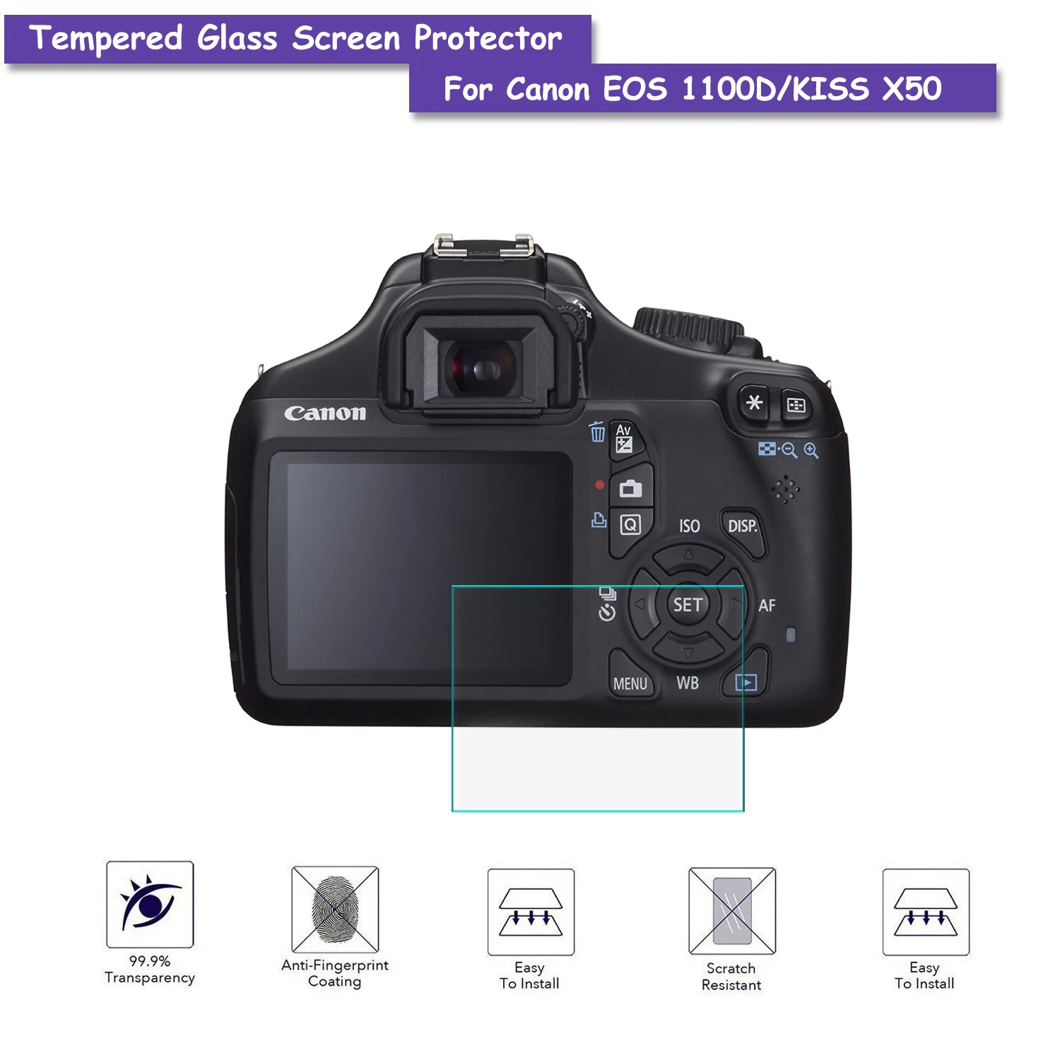 Закаленное защитное стекло 9H для ЖК экрана Защитная пленка Canon EOS 1100D/KISS X50/IXUS 132