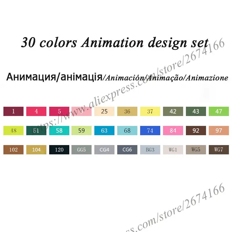30 Color Animation NNRTS лазерный маркер 30/40/60/80/168 Цвета Ручка Кисть алкогольных жирной чернила на водной основе художественный маркер для манга двуглавый маркеры для эскизов - Цвет: 30 Color Animation