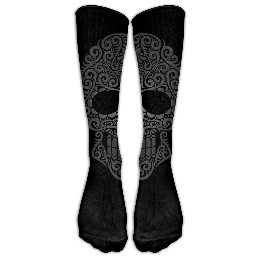 SAMCUSTOM, гольфы, женские, хлопковые, выше колена, чулки для женщин, сахарный череп, 3D принт, Длинные чулки - Цвет: Слоновая кость