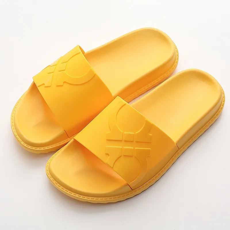 yellow Летние женские шлепанцы; уличная Женская Повседневная пляжная обувь на толстой подошве; модные сандалии унисекс для отдыха и ванной; коллекция года; мужские вьетнамки - Цвет: yellow