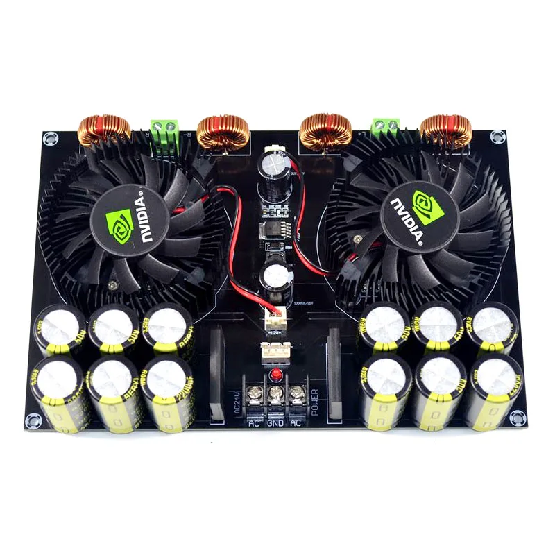 

AC20~26V High Power Amplifier Board TDA8954 420W + 420W 2.0 Class D Digital Power Amplifier Board with Fan Cooling