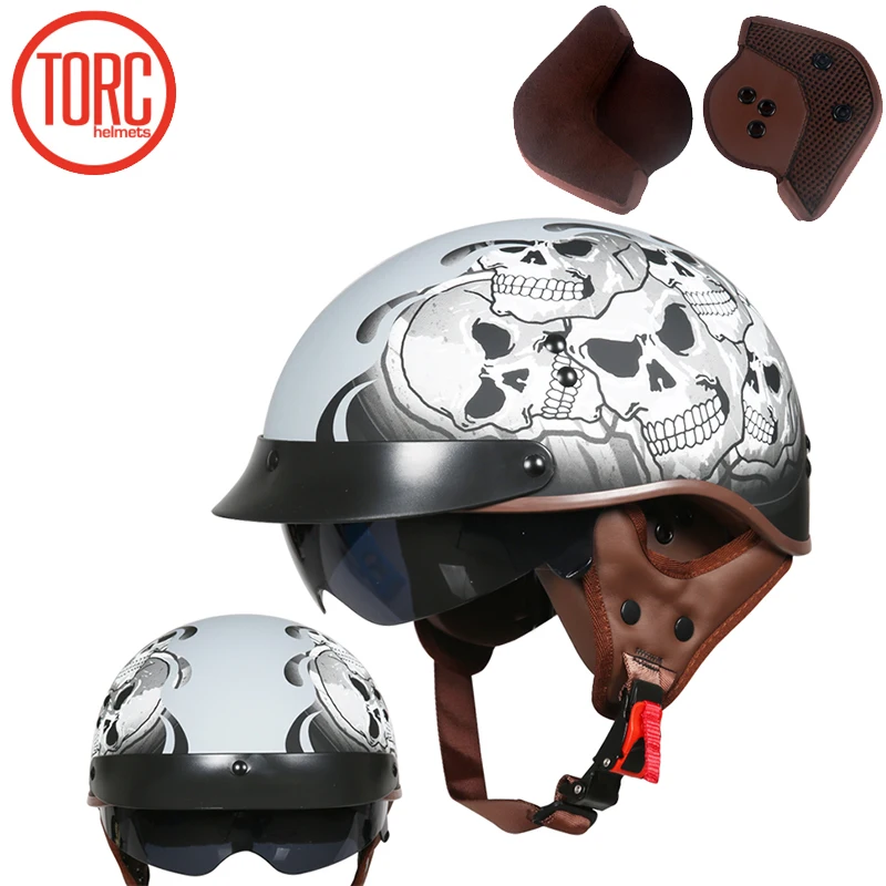 TORC T55 винтажный мотоциклетный шлем vespa летний полушлем с внутренним козырьком jet