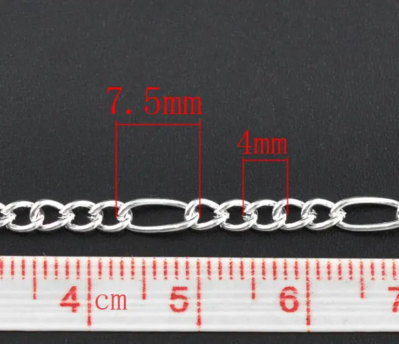 DoreenBeads сплав Серебристые цепи 7 5 мм x 3 (2/8 дюйма 1/8 дюйма) 4 2 (1/8 1 м новинка 2015 |