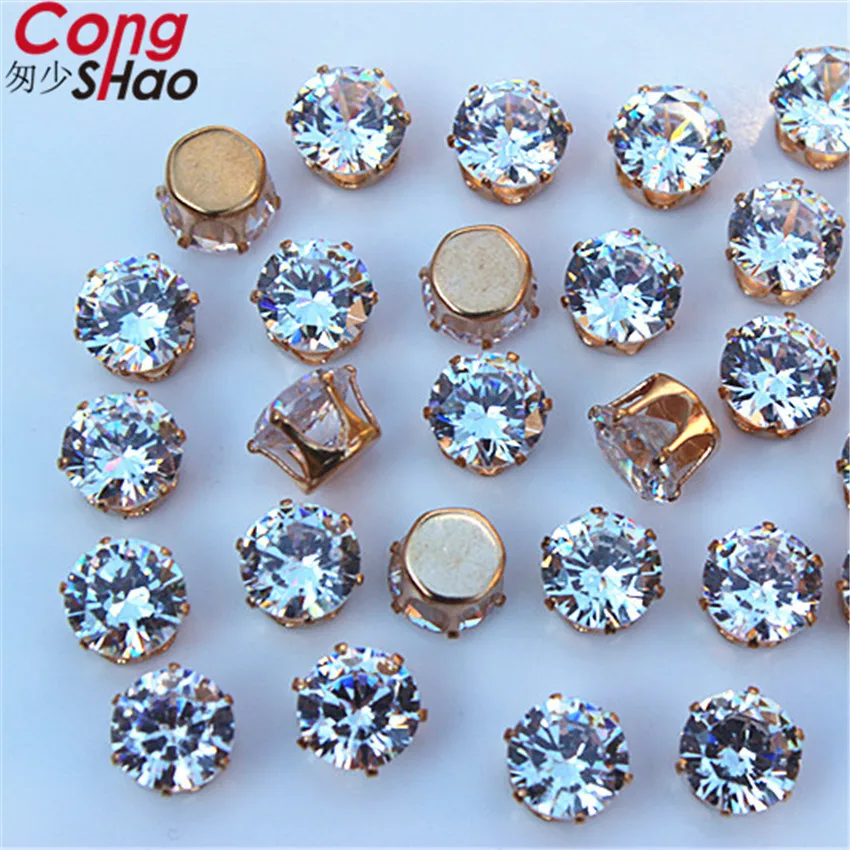 Женские круглые стразы с кристаллами Cong Shao 50 шт. 8 мм|rhinestone bridal applique|flat back crystalsclaw