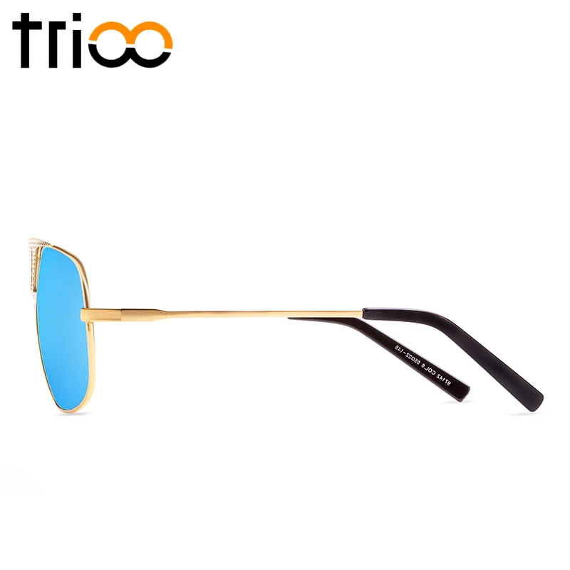 Очки солнцезащитные мужские зеркальные в золотистой оправе с защитой UV400|brand sun