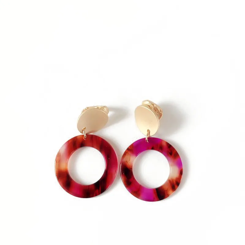 Круглые модные милые элегантные серьги-Клипсы из смолы 4 цветов в японском стиле |