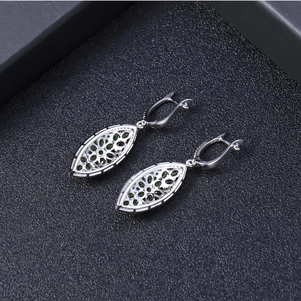 Gemb's BALLET 5.45Ct натуральный Хром Серьги с диопсидом из чистого 925 Висячие серьги