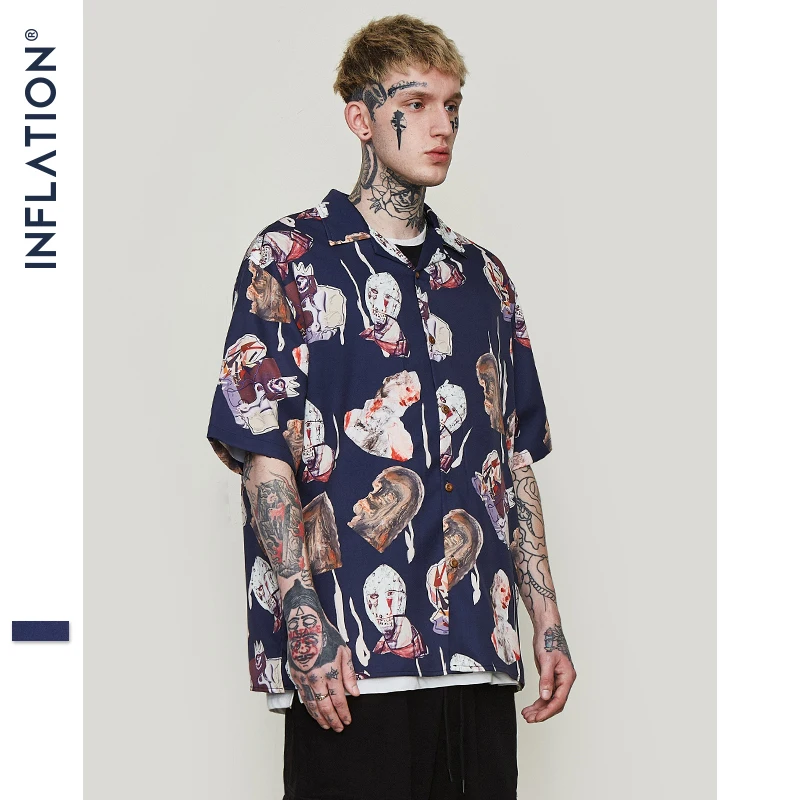 Мужская Гавайская Повседневная рубашка с абстрактным принтом пляжные рубашки