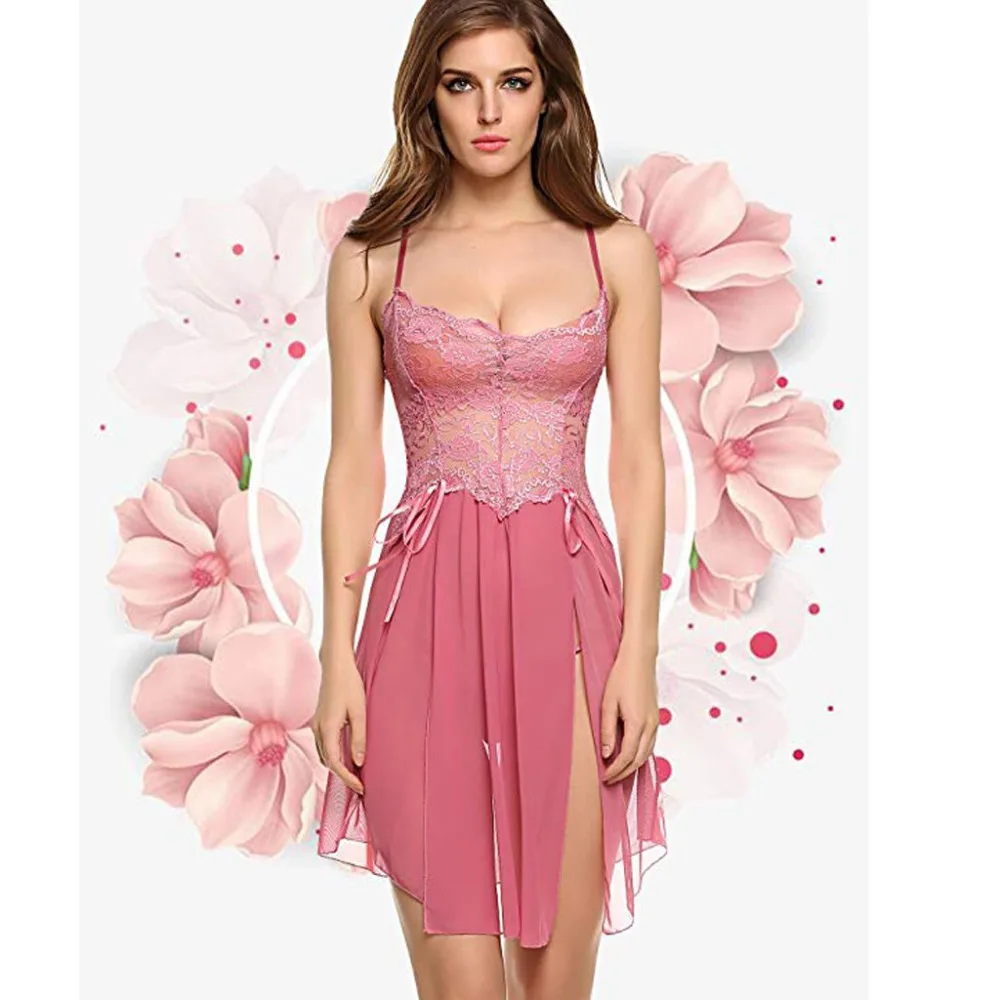 Сексуальное женское нижнее белье с разрезом сбоку ночное летнее кружевное