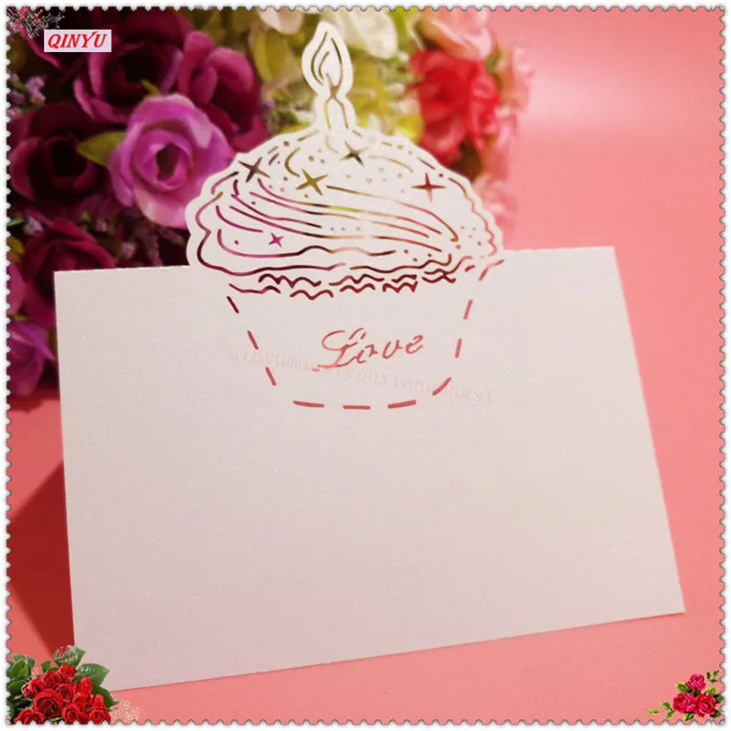 Новинка 2018 г. Лидер продаж карточки для стола с надписью Love торт 50 шт. Pearlscent именем