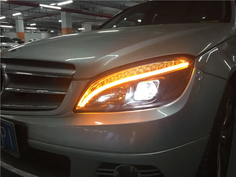 2 шт., автомобильный Стайлинг для Benz W204, фары 2007-2011 C180 C200 C260, светодиодные фары drl H7 hid, биксеноновые линзы ближнего света