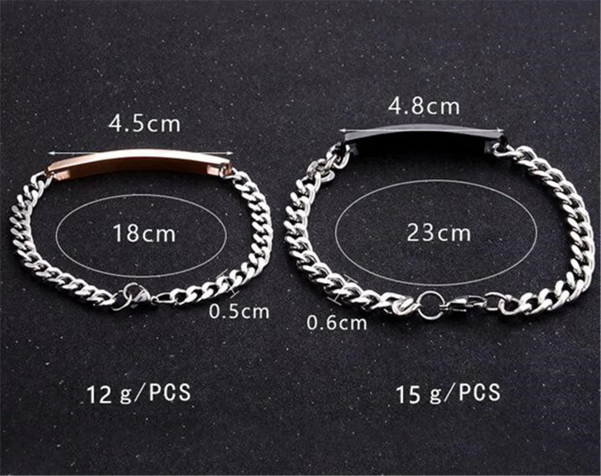 2pcs/set His Queen Her King Black Rose Gold Color Women's Male Chain Crystal Couple Bracelet for Men snap jewelry bracelet femme |