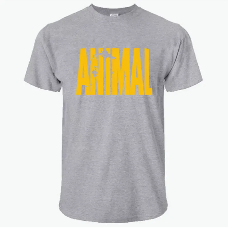 gray yellow Хит, Мужская футболка с животным, хлопок, круглый воротник, для занятий спортом, фитнесом, сильная и красивая, Мужская футболка, трендовая, хлопок, брендовый Топ - Цвет: gray yellow