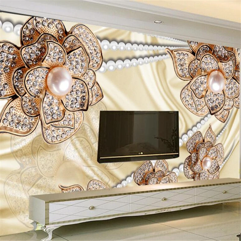 Beibehang пользовательские большие Свежие обои 3d Стразы цветы декоративные фрески