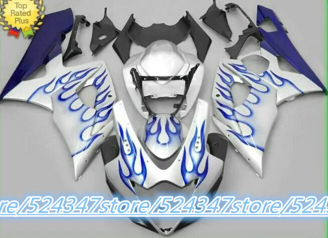 

Injection blue/green flames White GSXR 1000 05-06 GSXR1000 K5 05 06 2005 2006 blue GSX-R1000 GSX R1000 Fairings for Suzuki-Hey