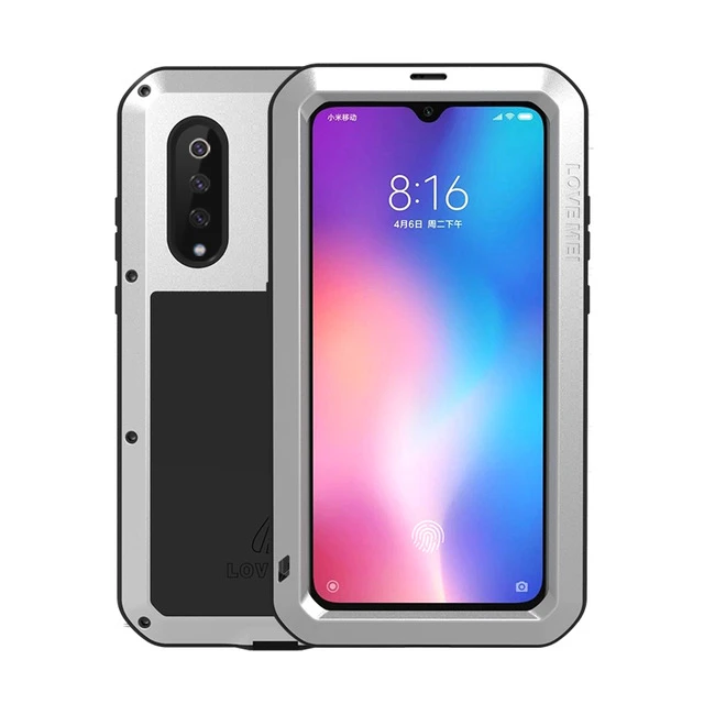 Серебристый LOVE MEI для Xiaomi mi 9 чехол Gorilla glass Life водонепроницаемый противоударный металлический полный защитный чехол для Xiaome mi 9 чехол для телефона - Цвет: Серебристый