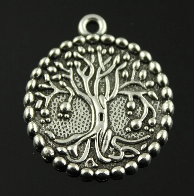 Горячая 50 шт./лот античное Серебрянное Дерево жизни очарование кулон ожерелье и