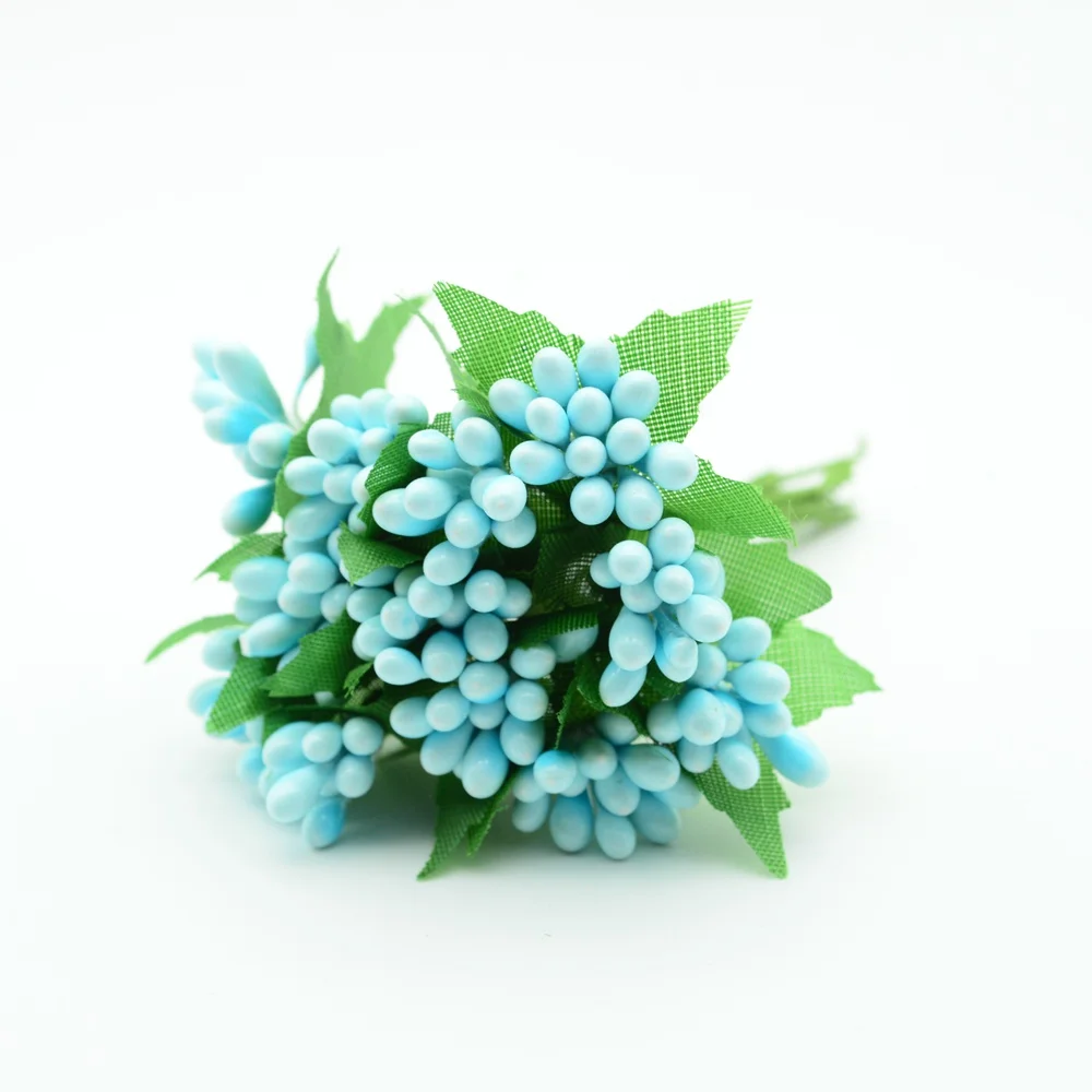 blue 12 шт./набор искусственные тычинки шелковые флористики Искусственные цветы Дешевый Рождественский венок, Декор для дома и свадьбы diy подарки на год - Цвет: blue