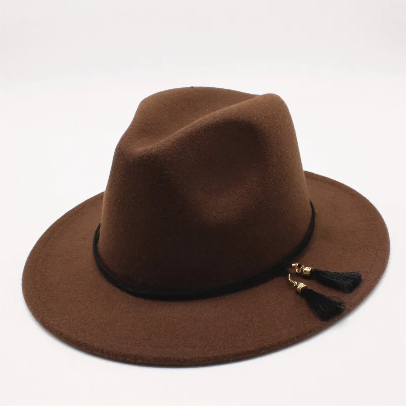 Шляпа-трилби Женская кашемировая с широкими полями и кисточками | Аксессуары для