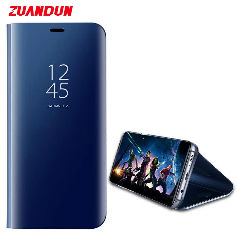 Smart View Зеркало чехол для samsung Galaxy S9 плюс Примечание 8 S8 S7 край A5 A7 A8 A6 J4 j6 J8 2018 кожаный