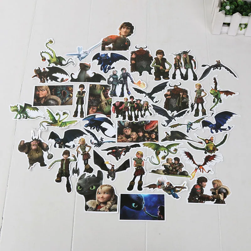 42pcs 3-9cmStickers 12 шт./компл., футболка с изображением героев мультфильма «Как приручить дракона фигурки Беззубик, ночная фурия кошмар отвратительного пристеголов, Цепочки и ожерелья брелок игрушка из ПВХ - Цвет: 42pcs 3-9cmStickers