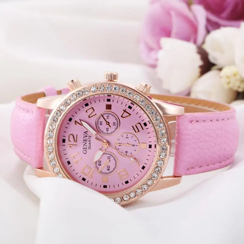 

Geneva Women's Fashion Classic Watches Women's PU Leather Strap Watch Quartz Movement Watch Alloy Metal Dial Analog Watch #W