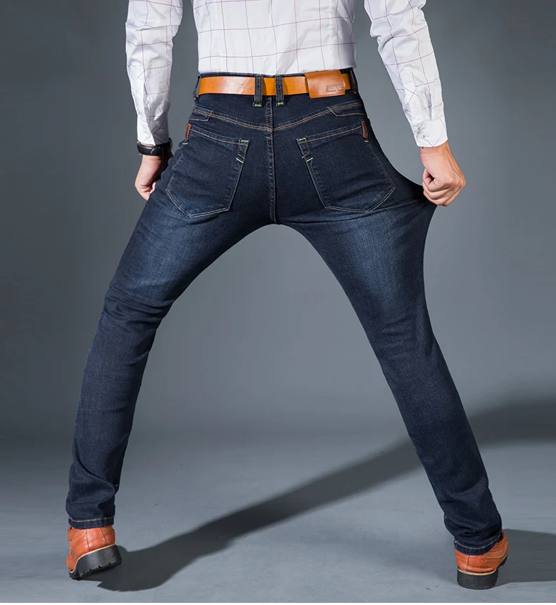 Мужские классические джинсы, брендовые, большие размеры, прямые, Homme Jean, тонкий, состаренный дизайн, байкерские штаны, подходят по дешевой цене, синие, обычные, Размеры 35, 40, 42