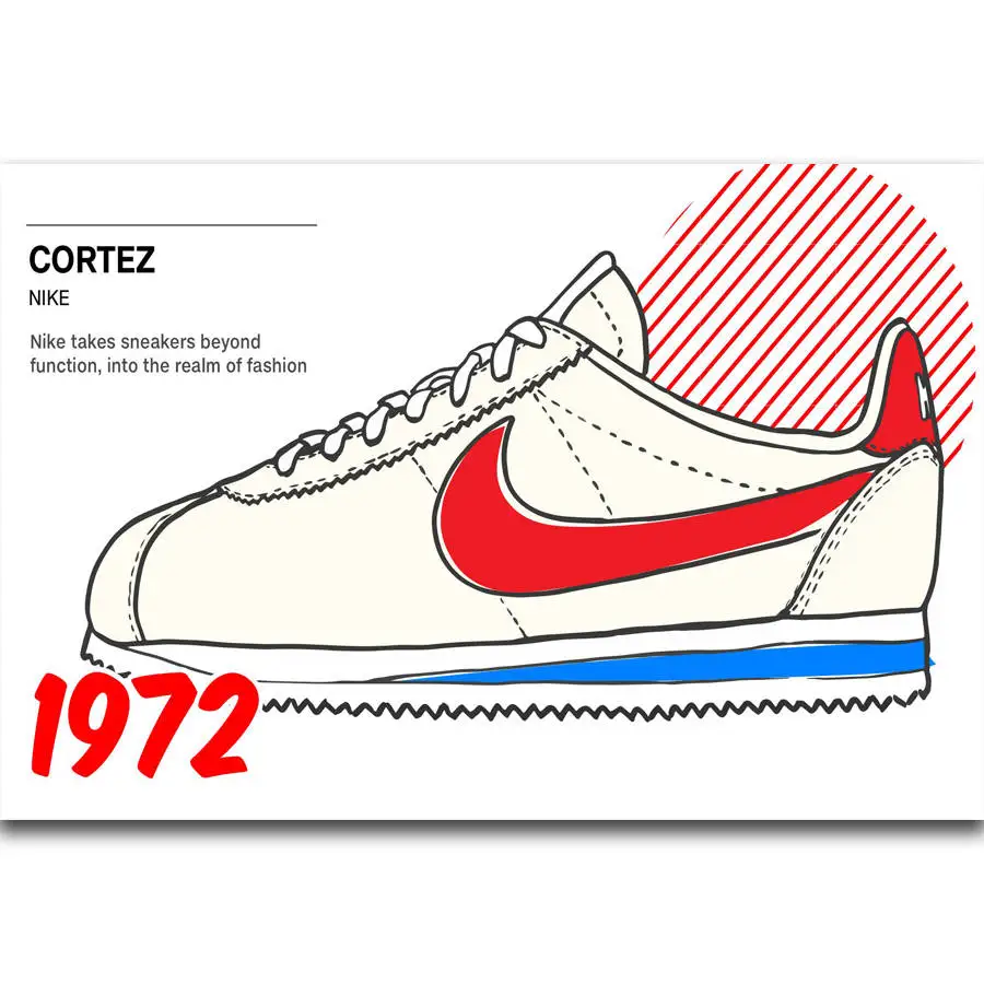 S1129 Cortez Классическая модная обувь кроссовки Форрест Gump настенная живопись печать на Шелковый Холст постер для декорации дома - Цвет: Белый